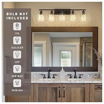 ゆゆ zeyu 35 Inch Farmhouse Bathroom Lighting Fixture, 5-Light